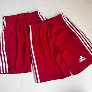 adidas Kids Boy Bright Red Shorts with White Stripes
